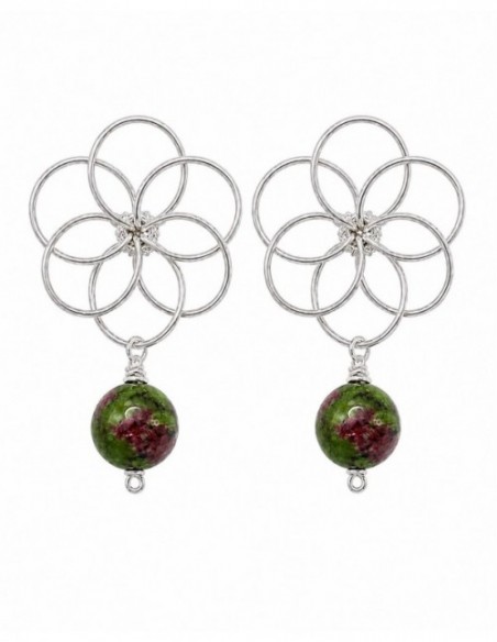 AROS ALAMBRISMO BAÑADOS EN ORO PIEDRA SERPENTINA VERDE