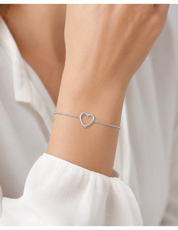 PULSERAS BAÑADAS EN PLATA CORAZON