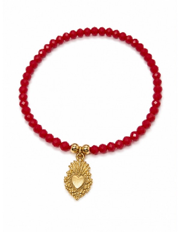 PULSERAS BAÑADAS EN ORO CRISTALES ROJOS