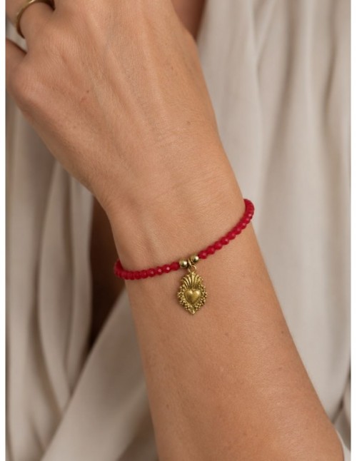 PULSERAS BAÑADAS EN ORO CRISTALES ROJOS 2