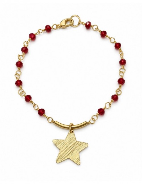 PULSERAS BAÑADAS EN ORO CRISTALES ROJOS