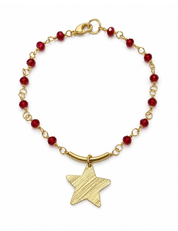 PULSERAS BAÑADAS EN ORO CRISTALES ROJOS