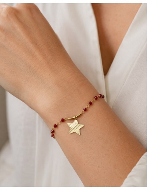 PULSERAS BAÑADAS EN ORO CRISTALES ROJOS 2