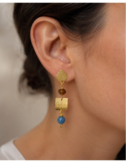 AROS BAÑADOS EN ORO PIEDRA CELESTE 2