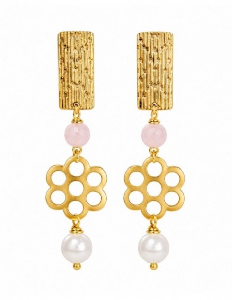 AROS BAÑADOS EN ORO PIEDRA BLANCA