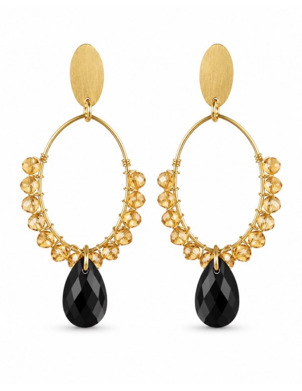 AROS BAÑADOS EN ORO PIEDRA NEGRA