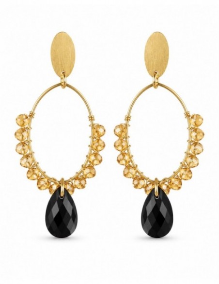 AROS BAÑADOS EN ORO PIEDRA NEGRA