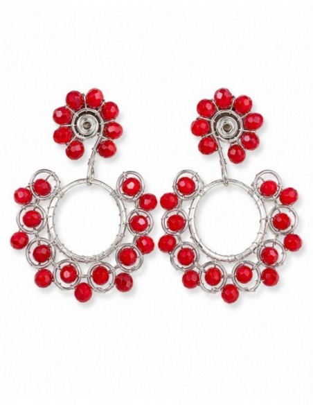 AROS BAÑADOS EN PLATA CRISTALES ROJOS