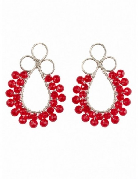 AROS BAÑADOS EN PLATA CRISTALES ROJOS