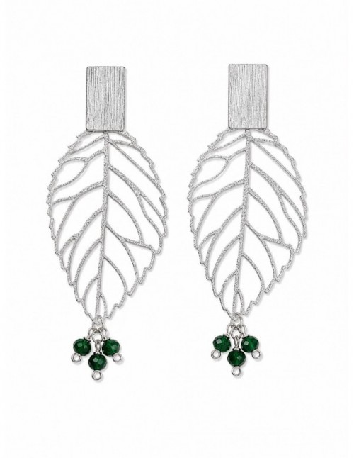 AROS BAÑADOS EN PLATA CRISTALES VERDES