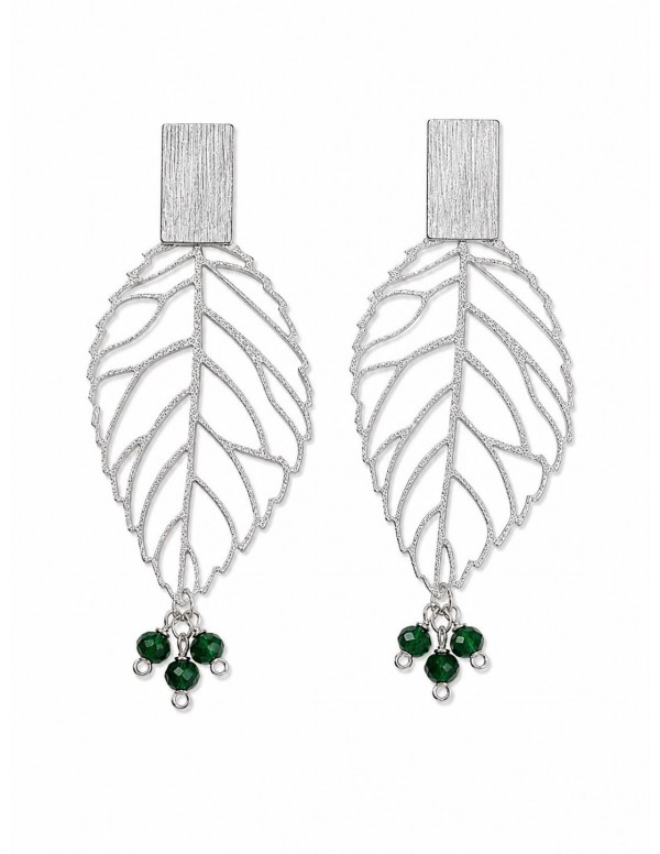 AROS BAÑADOS EN PLATA CRISTALES VERDES