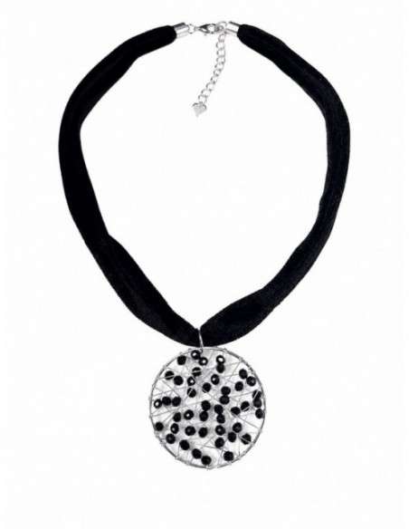 COLLAR BAÑADO EN PLATA CRISTALES NEGROS