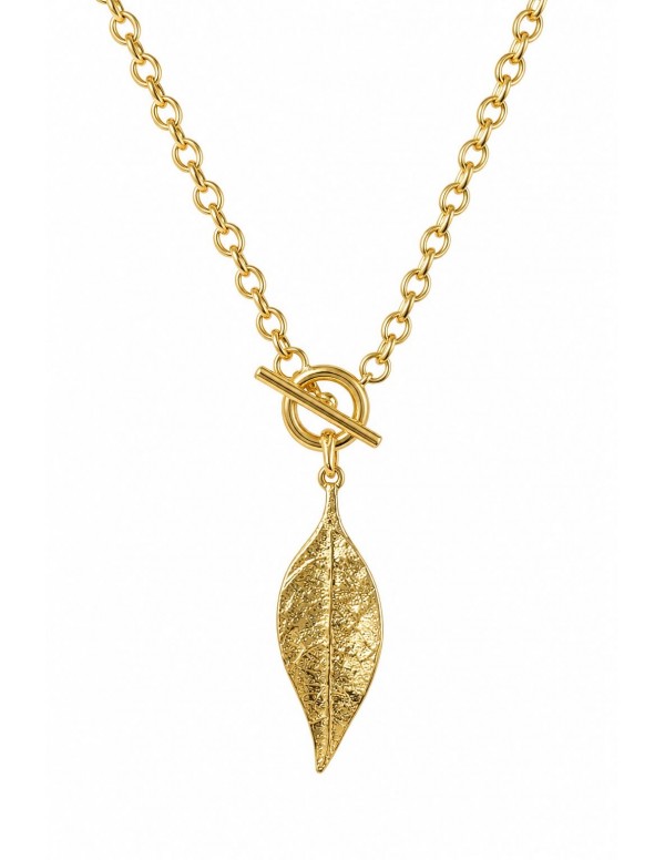 COLLAR BAÑADO EN ORO HOJAS