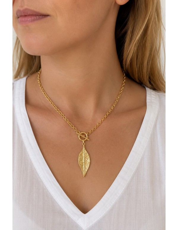 COLLAR BAÑADO EN ORO HOJAS