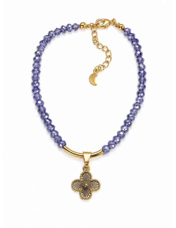 PULSERA BAÑADA EN ORO PIEDRA AZUL
