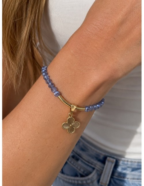 PULSERA BAÑADA EN ORO PIEDRA AZUL 2