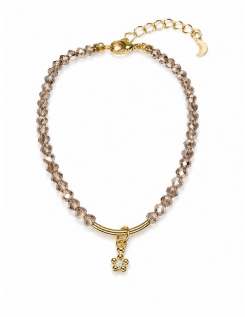 PULSERA BAÑADA EN ORO CRISTAL GRIS