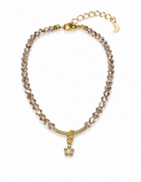 PULSERA BAÑADA EN ORO CRISTAL GRIS