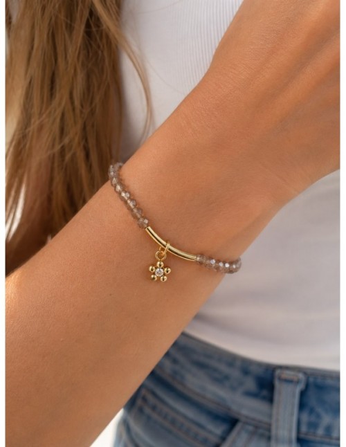PULSERA BAÑADA EN ORO CRISTAL GRIS 2
