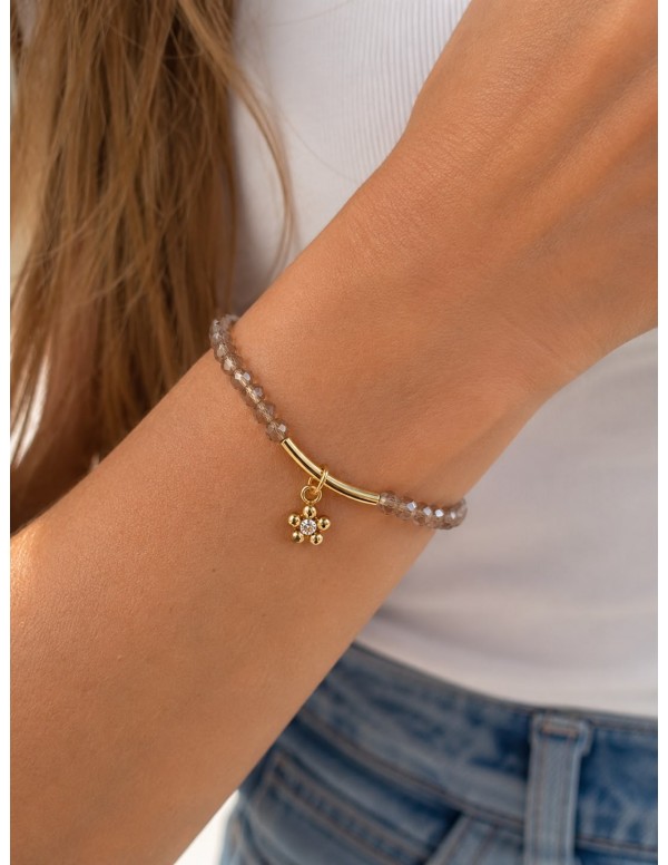 PULSERA BAÑADA EN ORO CRISTAL GRIS
