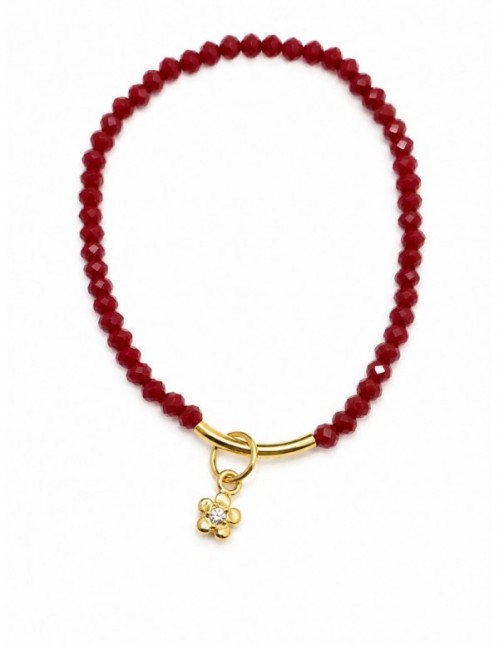 PULSERA BAÑADA EN ORO CRISTAL ROJO