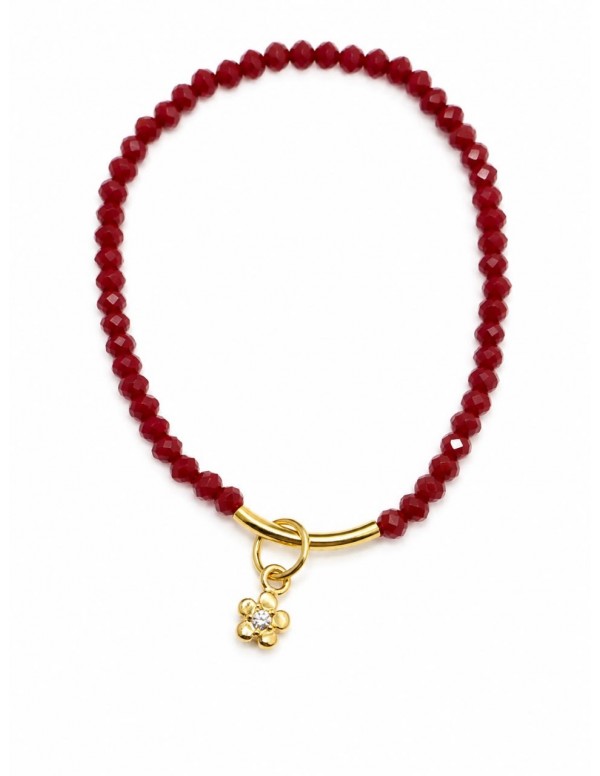 PULSERA BAÑADA EN ORO CRISTAL ROJO