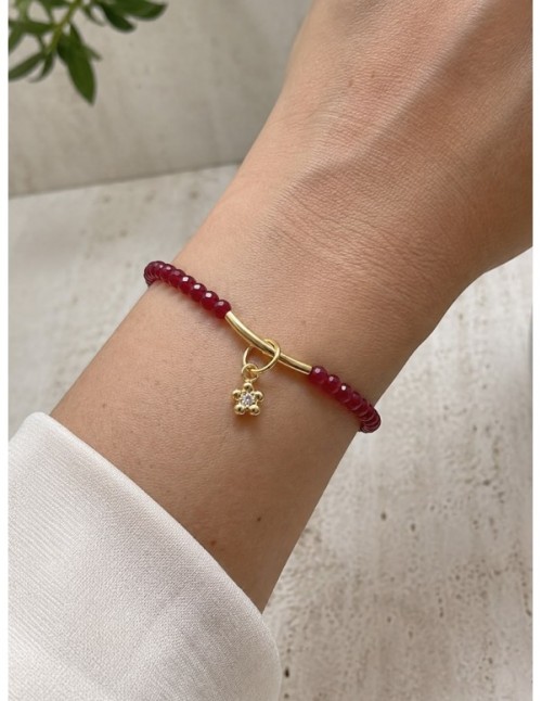 PULSERA BAÑADA EN ORO CRISTAL ROJO 2