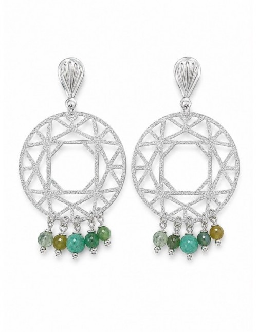 AROS BAÑADOS EN PLATA PIEDRAS VERDES