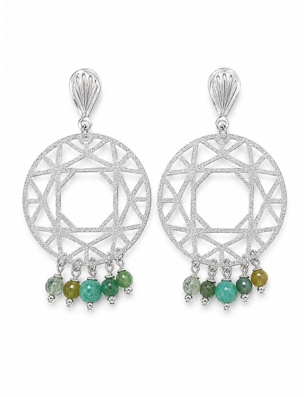 AROS BAÑADOS EN PLATA PIEDRAS VERDES