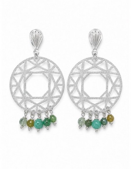 AROS BAÑADOS EN PLATA PIEDRAS VERDES
