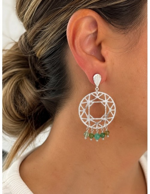 AROS BAÑADOS EN PLATA PIEDRAS VERDES 2