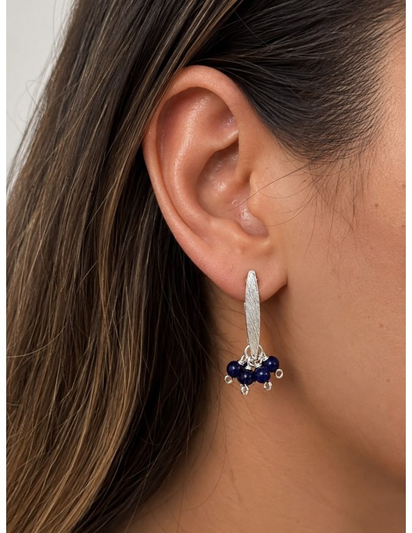AROS BAÑADOS EN PLATA PIEDRAS AZULES