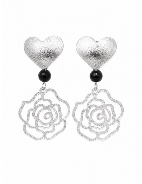 AROS BAÑADOS EN PLATA PIEDRA NEGRA