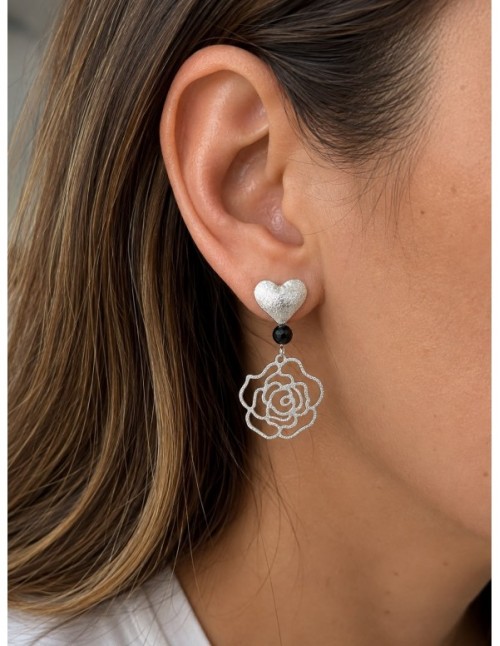 AROS BAÑADOS EN PLATA PIEDRA NEGRA 2