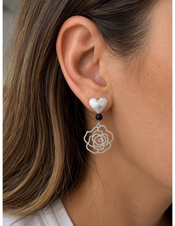 AROS BAÑADOS EN PLATA PIEDRA NEGRA