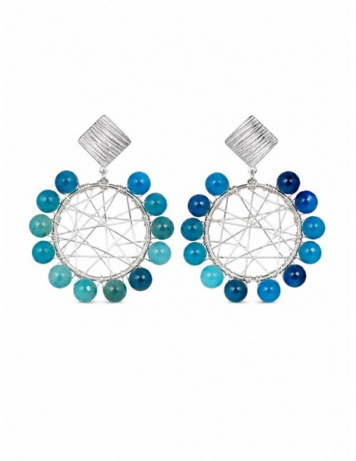 AROS BAÑADOS EN PLATA PIEDRAS CELESTES