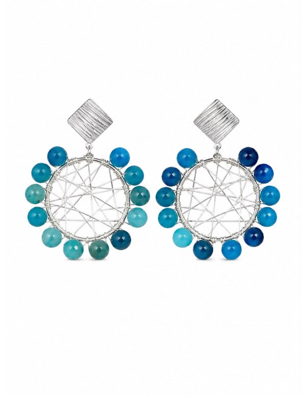 AROS BAÑADOS EN PLATA PIEDRAS CELESTES