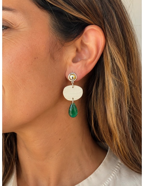 AROS BAÑADOS EN PLATA PIEDRA VERDE