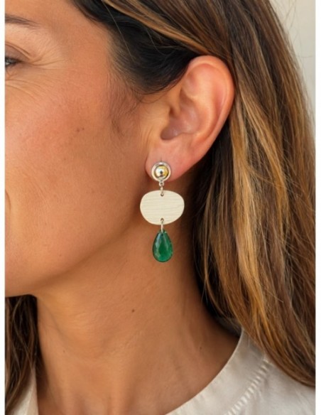 AROS BAÑADOS EN PLATA PIEDRA VERDE