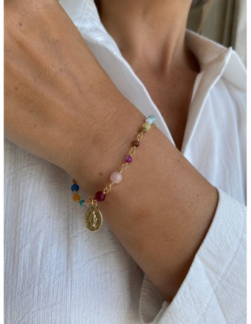PULSERA BAÑADA EN ORO  DIJE RELIGIOSO 2
