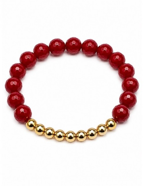 PULSERA BAÑADA EN ORO PIEDRA ROJA