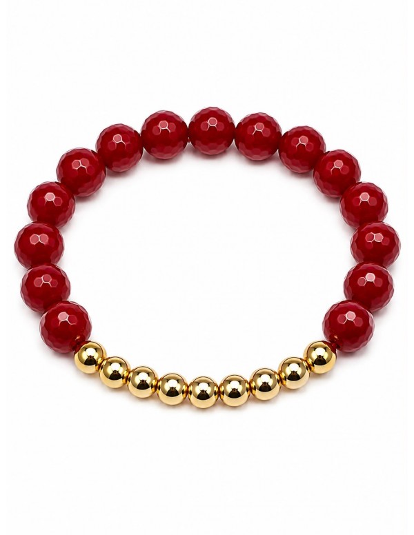 PULSERA BAÑADA EN ORO PIEDRA ROJA