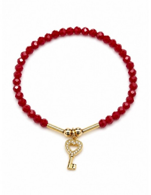 PULSERA BAÑADA EN ORO CRSISTALES ROJOS