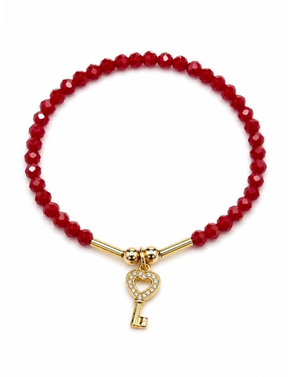 PULSERA BAÑADA EN ORO CRSISTALES ROJOS