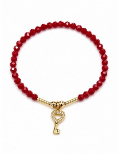 PULSERA BAÑADA EN ORO CRSISTALES ROJOS