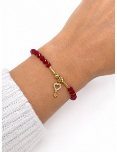 PULSERA BAÑADA EN ORO CRSISTALES ROJOS