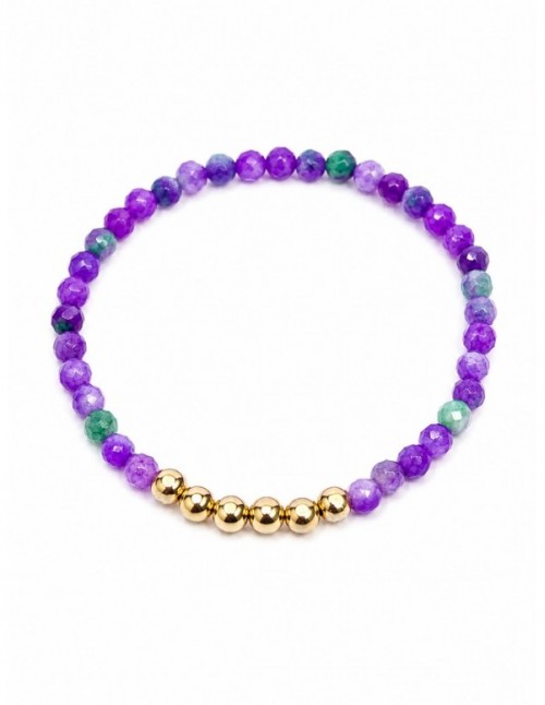 PULSERA BAÑADA EN ORO PIEDRA MORADA