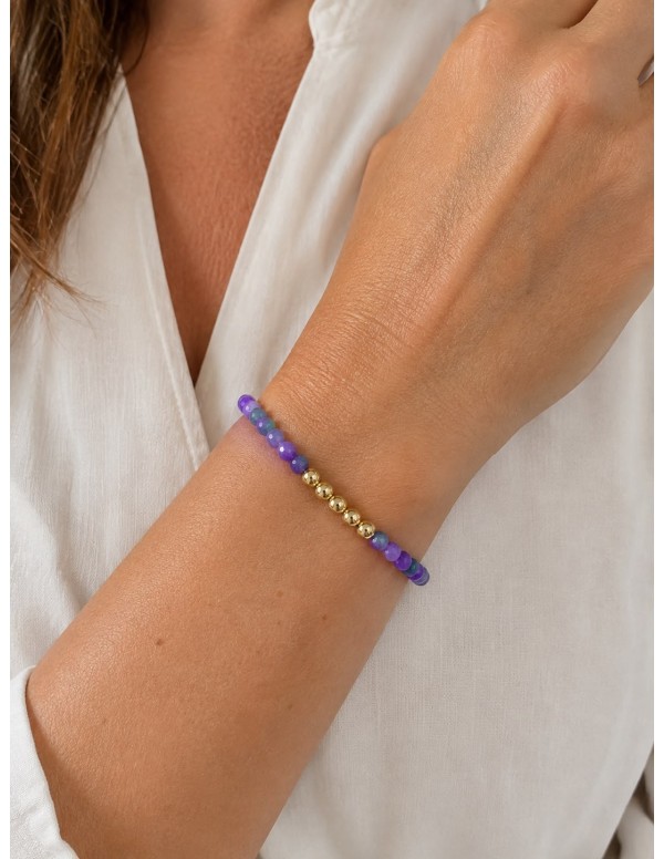 PULSERA BAÑADA EN ORO PIEDRA MORADA
