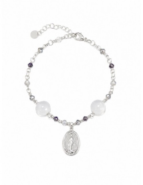 PULSERA BAÑADA EN PLATA DIJE RELIGIOSO