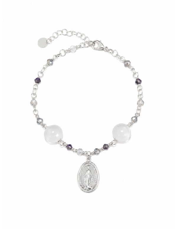 PULSERA BAÑADA EN PLATA DIJE RELIGIOSO